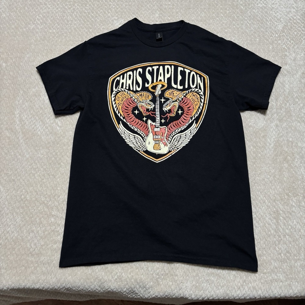 Chris Stapleton Unisex Made Me Graphic T Shirt Black Size Medium 19 x 28